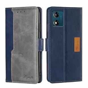 For Motorola Moto E13 4G Contrast Color Side Buckle Leather Phone Case(Blue + Grey)