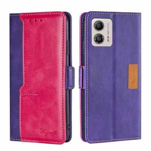 For Motorola Moto G53 5G/G13 4G/G23 4G Contrast Color Side Buckle Leather Phone Case(Purple + Rose Red)