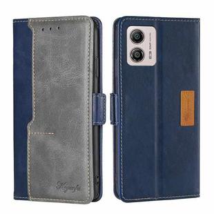 For Motorola Moto G53 5G/G13 4G/G23 4G Contrast Color Side Buckle Leather Phone Case(Blue + Grey)