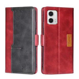 For Motorola Moto G73 5G Contrast Color Side Buckle Leather Phone Case(Red + Black)