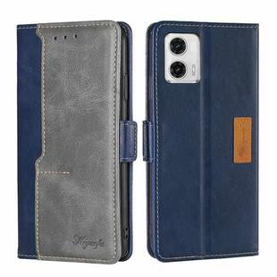 For Motorola Moto G73 5G Contrast Color Side Buckle Leather Phone Case(Blue + Grey)