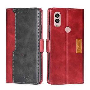 For Kyocera Android One S10 Contrast Color Side Buckle Leather Phone Case(Red + Black)