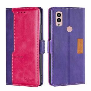For Kyocera Android One S10 Contrast Color Side Buckle Leather Phone Case(Purple + Rose Red)