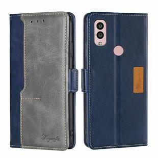 For Kyocera Android One S10 Contrast Color Side Buckle Leather Phone Case(Blue + Grey)