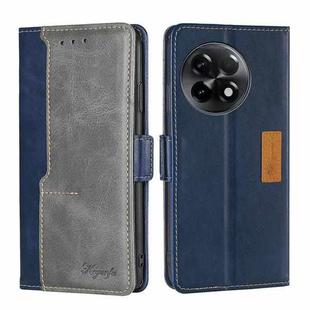 For OnePlus Ace 2/11R Contrast Color Side Buckle Leather Phone Case(Blue + Grey)