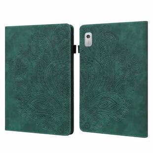 For Lenovo Tab M8 4th Gen TB-300FU Peacock Embossed Pattern Leather Tablet Case(Green)