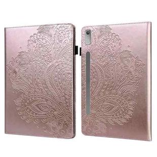 For Lenovo Tab P11 Pro Gen 2 Peacock Embossed Pattern Leather Tablet Case(Rose Gold)