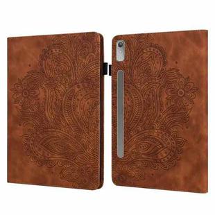For Lenovo Tab P11 Pro Gen 2 Peacock Embossed Pattern Leather Tablet Case(Brown)