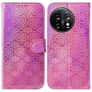 For OnePlus 11 Colorful Magnetic Buckle Leather Phone Case(Pink)