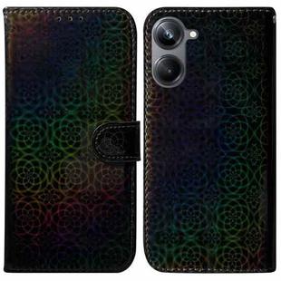 For Realme 10 Pro 5G Colorful Magnetic Buckle Leather Phone Case(Black)