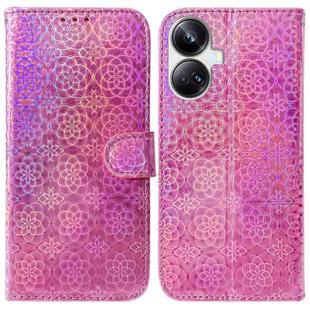 For Realme 10 Pro+ Colorful Magnetic Buckle Leather Phone Case(Pink)