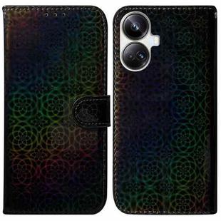 For Realme 10 Pro+ Colorful Magnetic Buckle Leather Phone Case(Black)