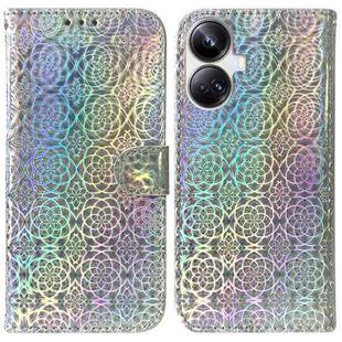 For Realme 10 Pro+ Colorful Magnetic Buckle Leather Phone Case(Silver)