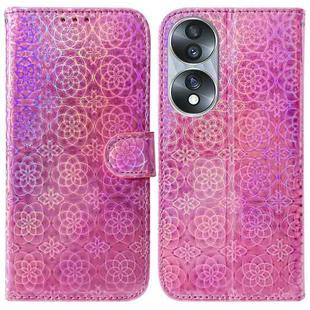 For Honor 70 Colorful Magnetic Buckle Leather Phone Case(Pink)