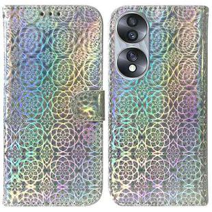 For Honor 70 Colorful Magnetic Buckle Leather Phone Case(Silver)