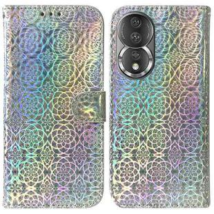 For Honor 80 Colorful Magnetic Buckle Leather Phone Case(Silver)