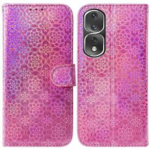 For Honor 80 Pro Colorful Magnetic Buckle Leather Phone Case(Pink)