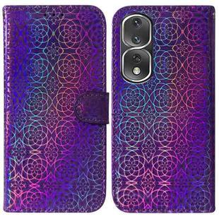 For Honor 80 Pro Colorful Magnetic Buckle Leather Phone Case(Purple)