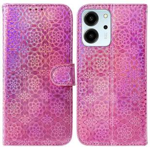 For Honor 80 SE Colorful Magnetic Buckle Leather Phone Case(Pink)