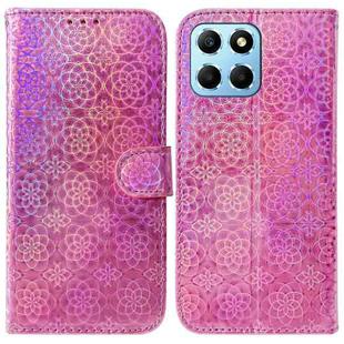 For Honor X8 5G Colorful Magnetic Buckle Leather Phone Case(Pink)
