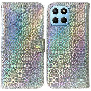 For Honor X8 5G Colorful Magnetic Buckle Leather Phone Case(Silver)