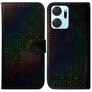 For Honor X7A Colorful Magnetic Buckle Leather Phone Case(Black)