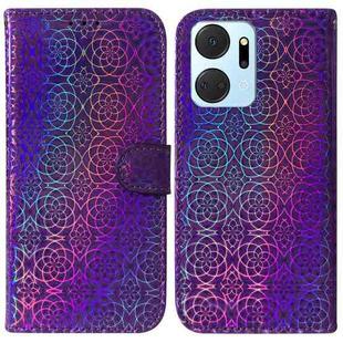 For Honor X7A Colorful Magnetic Buckle Leather Phone Case(Purple)