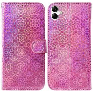 For Samsung Galaxy A04e / F04 / M04 Colorful Magnetic Buckle Leather Phone Case(Pink)