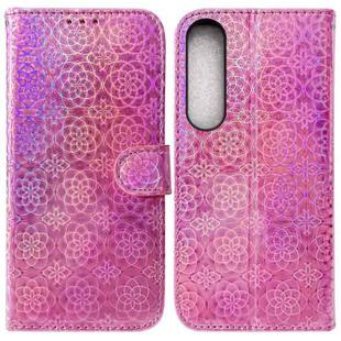 For Sony Xperia 1 IV 2023 Colorful Magnetic Buckle Leather Phone Case(Pink)