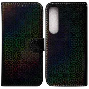 For Sony Xperia 1 IV 2023 Colorful Magnetic Buckle Leather Phone Case(Black)