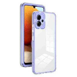 For Motorola Moto G13 3 in 1 Clear TPU Color PC Frame Phone Case(Purple)