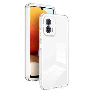 For Motorola Moto G73 3 in 1 Clear TPU Color PC Frame Phone Case(White)