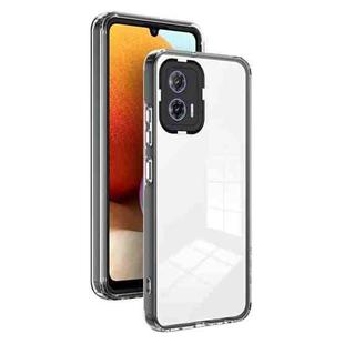 For Motorola Moto G73 3 in 1 Clear TPU Color PC Frame Phone Case(Black)