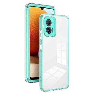 For Motorola Moto G73 3 in 1 Clear TPU Color PC Frame Phone Case(Light Green)
