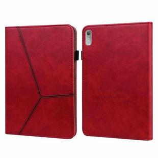 For Lenovo Tab P11 Gen 2 Embossed Striped Leather Tablet Case(Red)