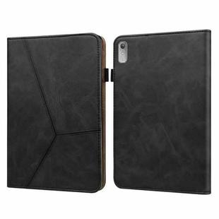 For Lenovo Tab P11 Gen 2 Embossed Striped Leather Tablet Case(Black)
