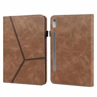 For Lenovo Tab P11 Pro Gen 2 Embossed Striped Leather Tablet Case(Brown)