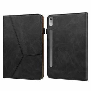 For Lenovo Tab P11 Pro Gen 2 Embossed Striped Leather Tablet Case(Black)