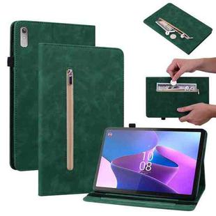 For Lenovo Tab P11 Gen 2 11.5 Skin Feel Solid Color Zipper Leather Tablet Case(Green)