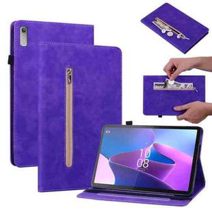 For Lenovo Tab P11 Gen 2 11.5 Skin Feel Solid Color Zipper Leather Tablet Case(Purple)