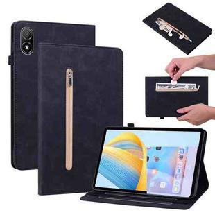 For Honor Pad V8 Pro Skin Feel Solid Color Zipper Leather Tablet Case(Black)
