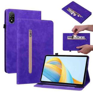 For Honor Pad V8 Pro Skin Feel Solid Color Zipper Leather Tablet Case(Purple)