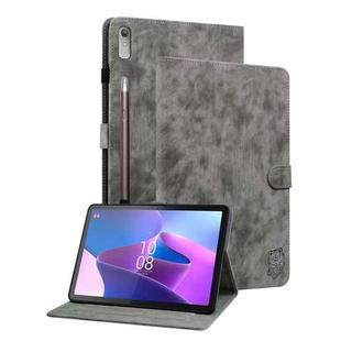 For Lenovo Tab P11 Pro Gen 2 11.2 Tiger Pattern Flip Leather Tablet Case(Grey)