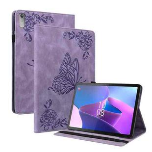 For Lenovo Tab P11 Gen 2 11.5 Butterfly Flower Embossed Leather Tablet Case(Purple)