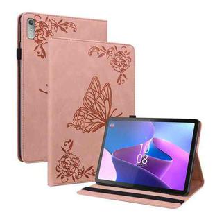 For Lenovo Tab P11 Gen 2 11.5 Butterfly Flower Embossed Leather Tablet Case(Rose Gold)