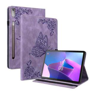 For Lenovo Tab P11 Pro Gen 2 11.2 Butterfly Flower Embossed Leather Tablet Case(Purple)