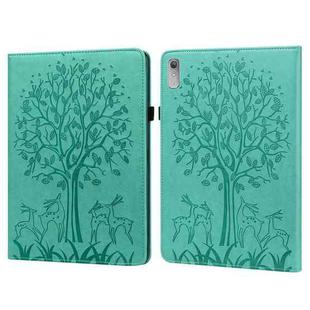 For Lenovo Tab P11 Gen 2 Tree & Deer Pattern Embossed Leather Tablet Case(Green)