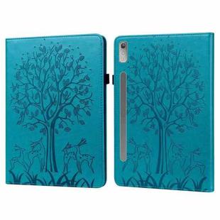 For Lenovo Tab P11 Pro Gen 2 Tree & Deer Pattern Embossed Leather Tablet Case(Blue)