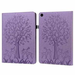 For Huawei MatePad SE 10.4 2022 Tree & Deer Pattern Embossed Leather Tablet Case(Purple)