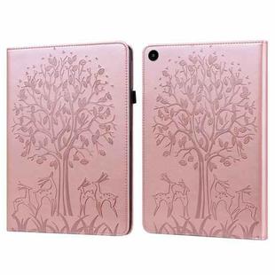For Huawei MatePad SE 10.4 2022 Tree & Deer Pattern Embossed Leather Tablet Case(Pink)